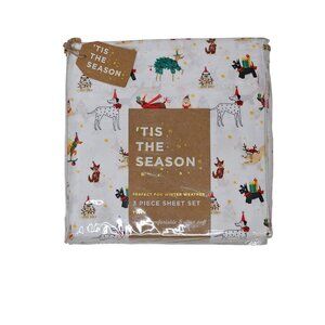 Tis The Season Twin Sheet Set Christmas Dogs Merry Woofmas NEW